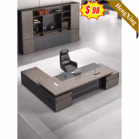 Bureau exécutif en forme de L modulaire de PDG de meubles de table de bureau en bois de luxe moderne fait sur commande