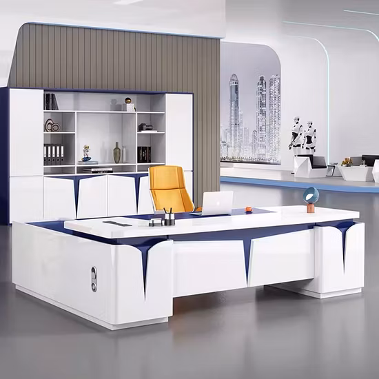 Bureau de direction en bois de meubles de bureau de PDG de nouveau design de luxe de bureau blanc